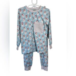 Saving‎ Grace Smocks Santa Print Long Sleeve Pull On Jogger Style Pants Holiday